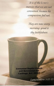 Emmanuel Baptist Church Carthage link to PDF version of our Bulletin, for the week beginning March 22 2026